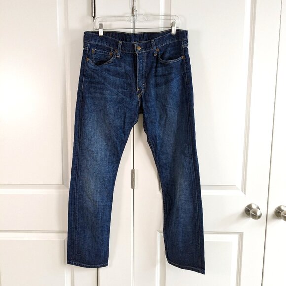 Levi's Other - Levis 513 Jeans Men W34 L30 Blue Dark Wash Straight Leg Whiskering Actual W36L30